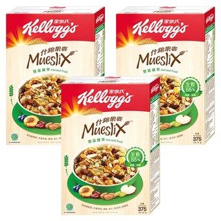 家樂氏什錦果麥 Mueslix，豐富纖果，全穀 55%，高纖高鐵, 375g, 3盒
