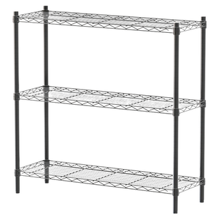 dayneeds 日需百備 輕型烤漆三層架 鐵架 收納 櫃子 電器櫃 層架, 黑色, 3層