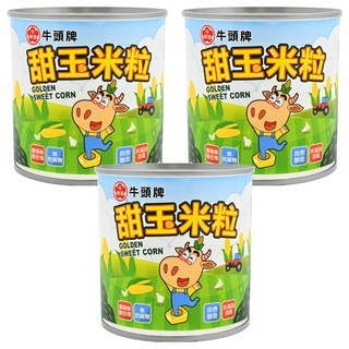 牛頭牌 甜玉米粒 顆粒飽滿 脆甜多汁 真空封罐 易開罐包裝, 340g, 3罐