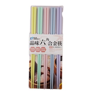 PLUS PERFECT 理想 品味六角合金筷, 24cm 5雙, 粉彩色, 1組