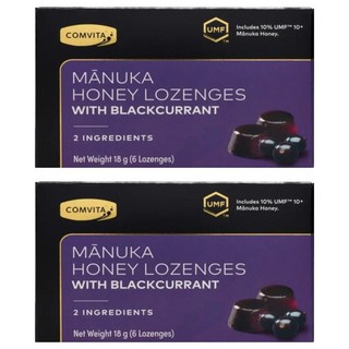 COMVITA 康維他 UMF10+麥蘆卡蜂蜜潤喉糖 黑醋栗味 6顆, 18g, 2盒
