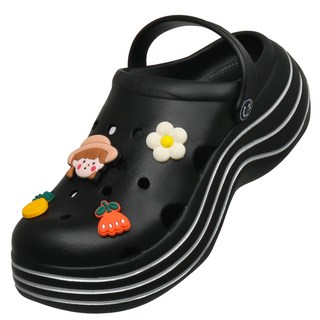 U7 女式木屐雙尾涼鞋+配飾套組, 黑色, 235