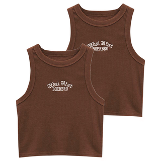 M132 甜辣削肩無袖刺繡背心