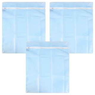 AXIS 艾克思 台灣製方形細密網洗衣袋 30x40cm Set 3個, 天藍色, 1組