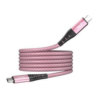HODA 好貼 W3 USB-C to USB-C 磁吸收納編織快充線, 1.2m, 粉色, 1條