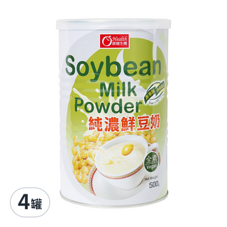 康健生機 純濃鮮豆奶, 即沖即飲, 無添加蔗糖, 500g, 4罐