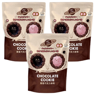 School of Cookie 台灣優格餅乾學院 草莓甜星巧克力餅乾 5包 台灣伴手禮推薦, 3袋, 225g