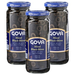 醃戈雅黑橄欖片, 344g, 3個