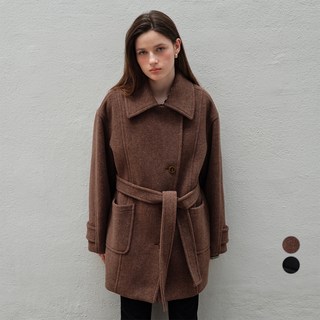 JUCY JUDY 女款喀什米爾人字紋半長版大衣 JZCA720F