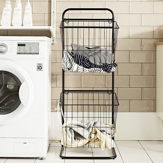 LIKEHOUSE 鐵製2層洗衣籃, 黑色