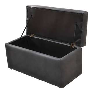 BuyJM MIT耐磨貓抓皮掀蓋椅, 寬64公分收納椅沙發凳-深灰色, 1個