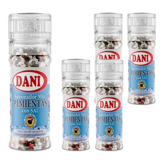 DANI 綜合胡椒粒鹽, 研磨瓶蓋設計, 透明玻璃瓶身, 輕鬆研磨, 方便料理, 搭配海鹽, 70g, 5瓶