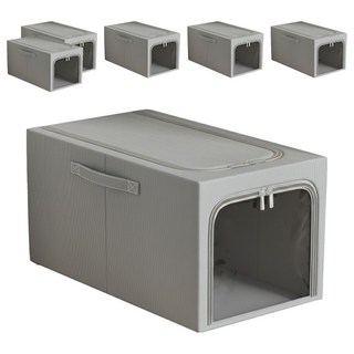 小麥購物 牛津布衣物收納箱 C464 31L, 6個, 灰色