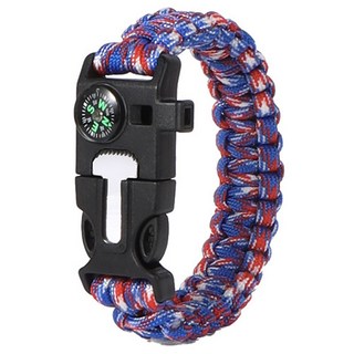 MAKE MINE 戶外多功能傘繩求生手環, 1個, 紅色 + 白色 + 藍色