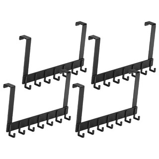 太空鋁長版門後掛架7勾 WCB-019, 黑色, 4個