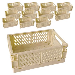 DG生活 粉彩摺疊箱 中型 DG-05, 米色, 12個