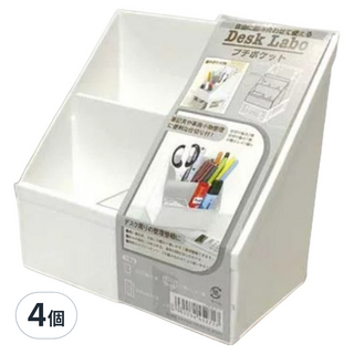 YAMADA 山田化學 Desk Labo 日本製 辦公室桌上收納籃 置物籃附分隔板, 透明色, 4個