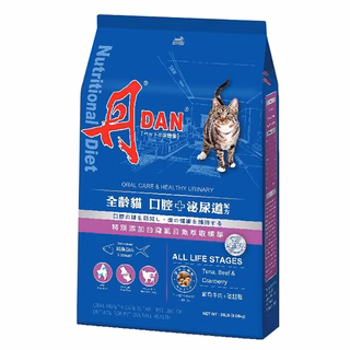 DAN 丹 全齡貓 口腔 + 泌尿道配方乾糧, 鮪魚 + 牛肉 + 蔓越莓, 9.08kg, 1袋
