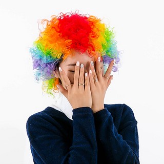 Party Show SHOW小型小丑假髮, 彩虹, 1個