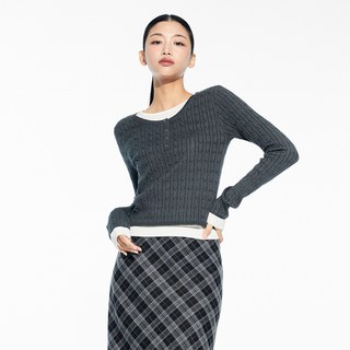 MIXXO 女款層次穿搭麻花針織衫 KAET48T RE