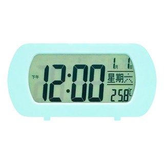 WK 多功能語音報時電子鐘 白色夜光燈 溫度顯示 整點報時, 淺綠色