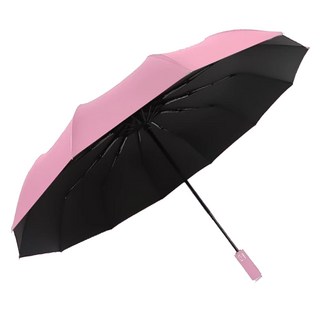 十二骨黑膠自動傘 450g 金屬+防水布料, 櫻花粉