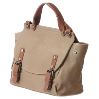 帆布配頭層牛皮女款肩背包/郵差包/斜肩包 CLB12, 卡其色, 1個