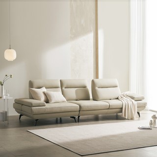 레이디가구 컴포트S 라비쉬 천연가죽 스윙소파 4인용 방문설치, 문화이트