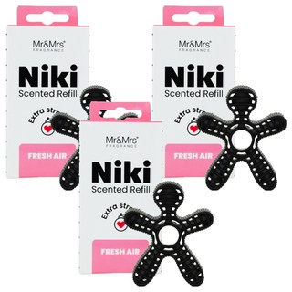 Mr&Mrs FRAGRANCE Niki 車用芳香劑補充蕊, 清新空氣, 3個