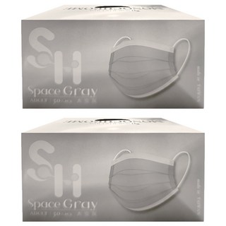 SH 上好生醫 成人平面醫療口罩 未滅菌, 太空灰色, 50片, 2盒