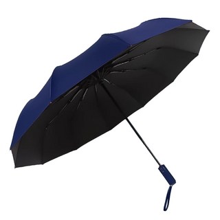 十二骨黑膠自動傘 防潑水布料 重460g 一入, 深藏青