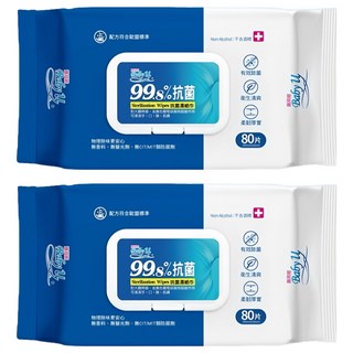 寶貝妮抗菌超厚濕巾 掀蓋式 80抽 (嬰兒濕巾/清潔濕巾/抗菌濕巾), 2入