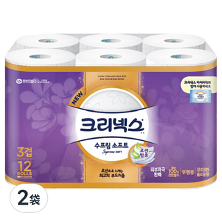 Kleenex 特級棉柔 三層捲筒衛生紙, 27m, 12捲, 2袋