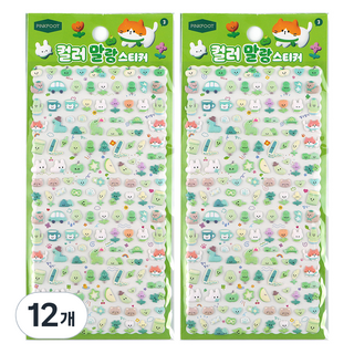 핑크풋 컬러 말랑 스티커, 3 GREEN, 12개