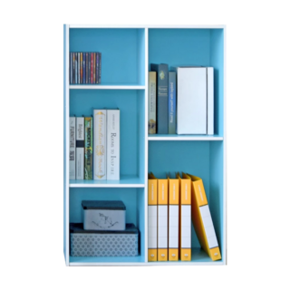 HOPMA 合馬家具 可調式粉彩五格櫃, 胡桃木色, W619XD300XH900mm, 水藍色, 62 x 30 x 90cm