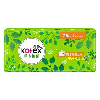 Kotex 靠得住 草本抑菌衛生棉, 28cm, 36片, 1組