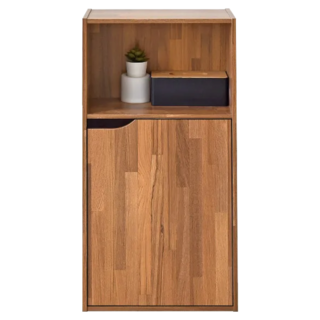 HOPMA 合馬家具 日式單門三層櫃, 超大深度, 輕鬆整理收納, 拼版柚木, 40 x 24 x 79.5cm