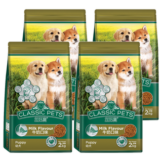 CLASSIC PETS 加好寶 幼犬乾狗糧 牛奶口味 Omega 6和鋅 均衡的碳水化合物, 2kg, 4袋