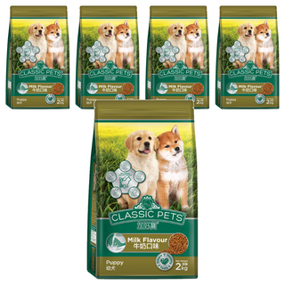 CLASSIC PETS 加好寶 幼犬乾狗糧 牛奶口味 Omega 6和鋅 均衡的碳水化合物, 2kg, 5袋