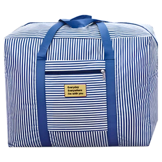 上手家居 旅行收納袋 行李箱拉桿適用 防水600D牛津布 藍色條紋, 特大