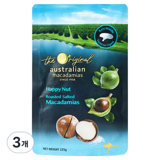 The Original Happy Nut 鹽味夏威夷豆, 3個, 225g