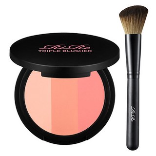 RiRe 三色腮紅餅 8.9g+腮紅刷組, Light Peach/Real Peach/Pink Peach(腮紅餅), 1組