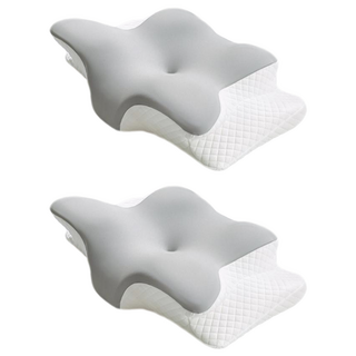 J-bedtime 床寢時光 護頸除鼾釋壓好眠蝶型記憶枕頭 Q9802-1, 2個, 涼感灰