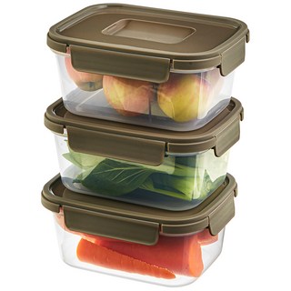 코멧 홈 국내생산 눈금이 있고 겹쳐서 보관하는 편리한 BPA FREE 밀폐용기, 3개, 920ml