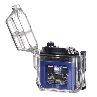 Ad-Forest 機械結構電弧脈衝打火機 雙電弧火焰 USB充電 LED藍光電量顯示, 藍色, 1個