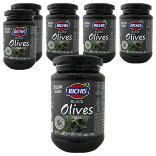 RICHIS 瓶裝黑橄欖, 6個, 365g