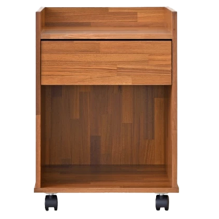 HOPMA 合馬家具 單抽活動桌邊櫃 床邊桌/書邊櫃/多處可擺設, 拼版柚木, 1個