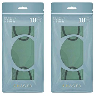 CHACER 佳和口罩 4D立體醫用口罩 成人用 KF94 未滅菌 M, 青淞抹綠, 2盒, 10片