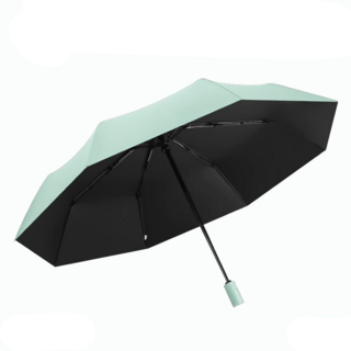 晨霧綠 十二骨黑膠自動傘, 晴雨兩用, 超強抗風