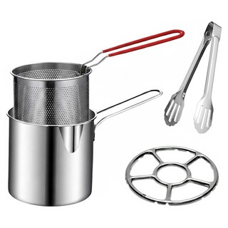 ROYALLIN 蘿林嚴選 油炸鍋4件組 25 x 13 x 13cm 500g, 不鏽鋼色, 1組